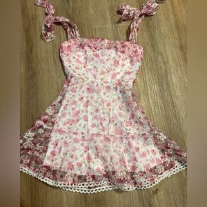 Lucy in the Sky Pink Floral Tie Strap Sundress